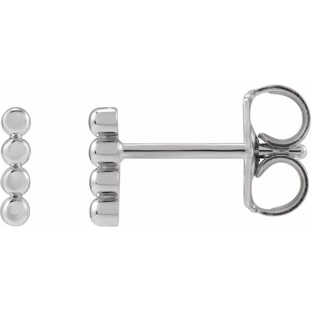 Sterling Silver 6 mm Beaded Bar Earrings