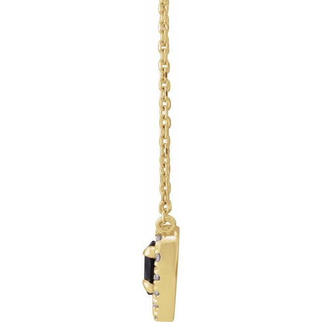 14K Yellow Natural Onyx & 1/8 CTW Natural Diamond French-Set Halo-Style 18' Necklace