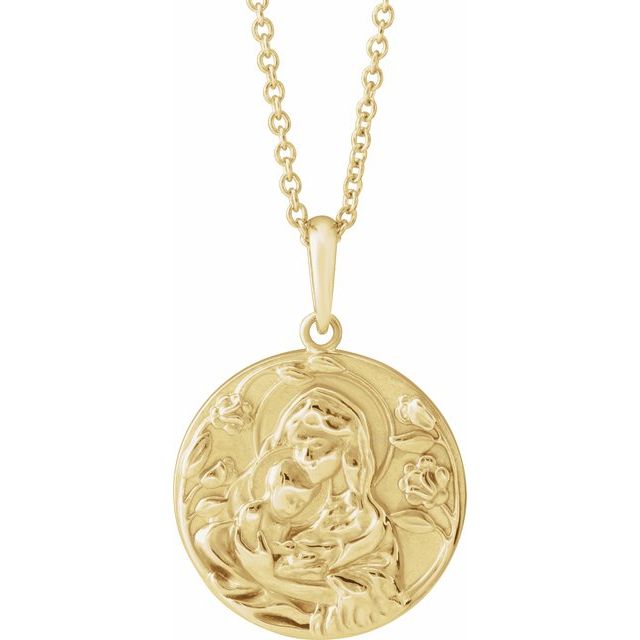 14K Yellow Madonna & Child 16-18' Necklace