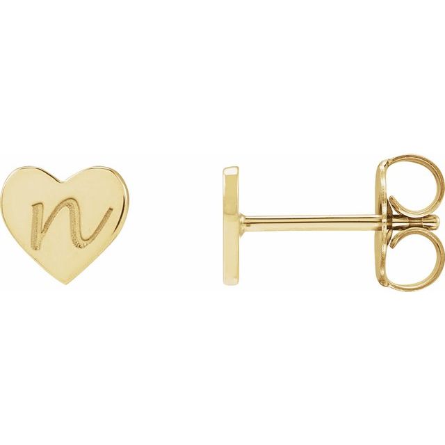 14K Yellow 6 mm Engravable Heart Earrings