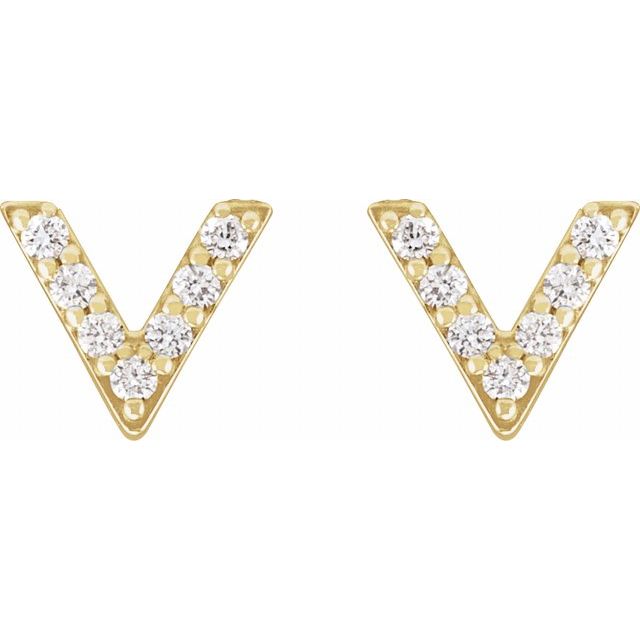 14K Yellow 1/10 CTW Natural Diamond V Earrings