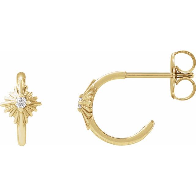 14K Yellow .03 CTW Natural Diamond 10 mm Star Hoop Earrings