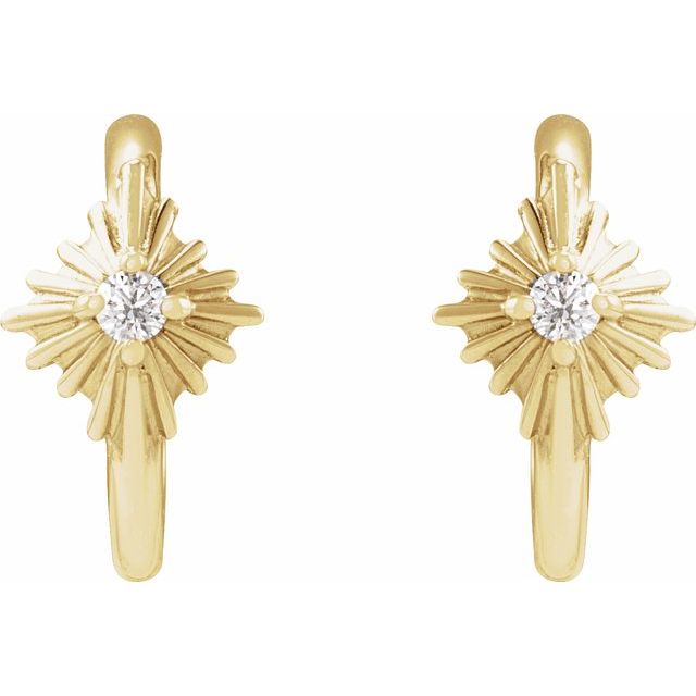 14K Yellow .03 CTW Natural Diamond 10 mm Star Hoop Earrings
