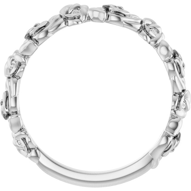 14K White Rose Ring