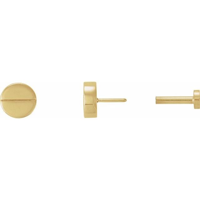 14K Yellow 4.9 mm Geometric 4 mm Press Fit Back Earrings