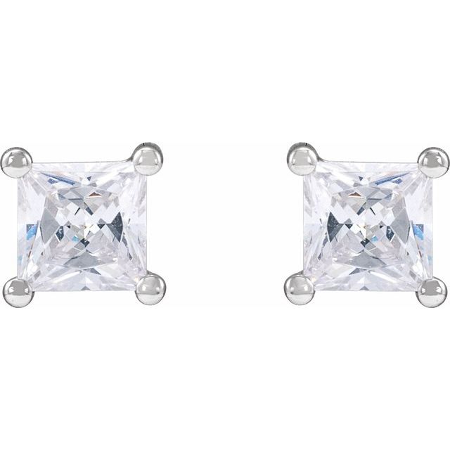 14k White 3.9 Mm Square 3/4 Ctw Lab-grown Diamond Earrings