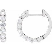 14K White 1 CTW Lab-Grown Diamond Hoop Earrings