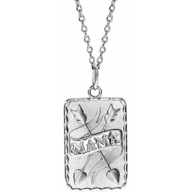 Sterling Silver Mama 16-18' Necklace