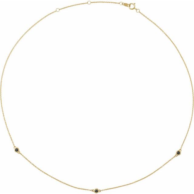 14K Yellow 1/5 CTW Natural Black Diamond 3-Station 16-18' Necklace