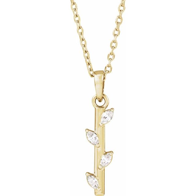 14K Yellow .07 CTW Natural Diamond Bar 16-18' Necklace