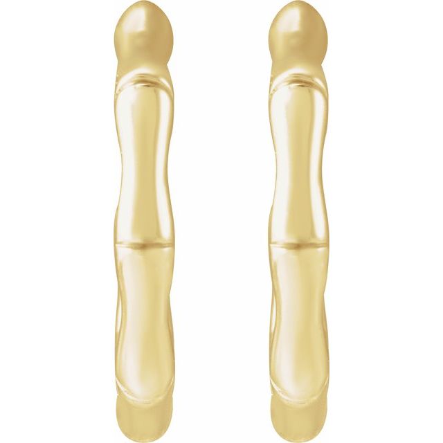 14K Yellow 15.1 mm Bamboo Hoop Earrings