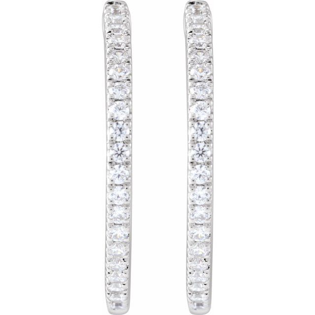 14K White 1/2 CTW Lab-Grown Diamond 22.9 mm Hoop Earrings