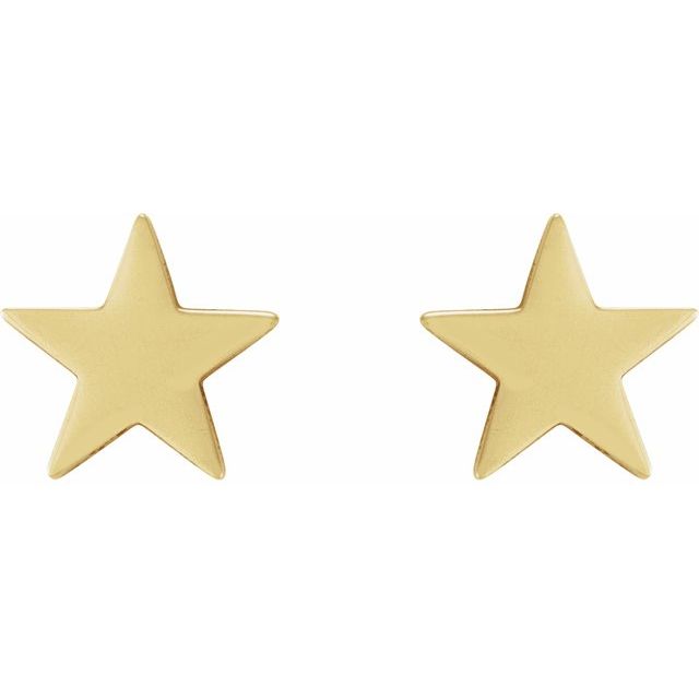 14K Yellow 6.2 mm Star 4mm/5mm Press Fit Earrings