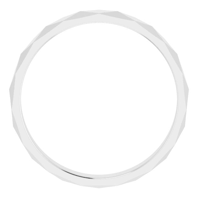 14K White 3.5 mm Diamond Pattern Band Size 8