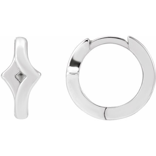 14K White Geometric Right 12 mm Huge Hoop Earring