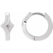 14K White Geometric Left 12 mm Huge Hoop Earring