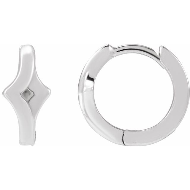 14K White Geometric Left 12 mm Huge Hoop Earring