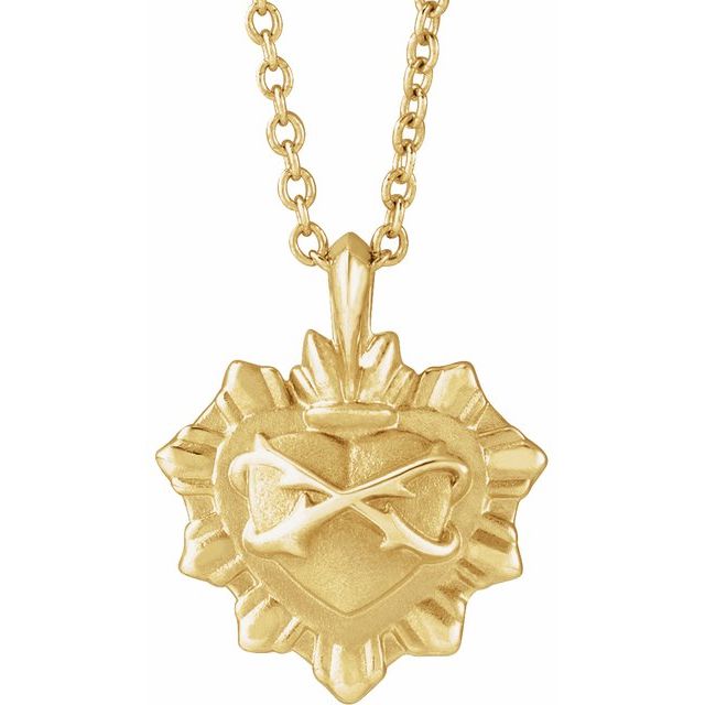 14K Yellow Sacred Heart 16-18' Necklace