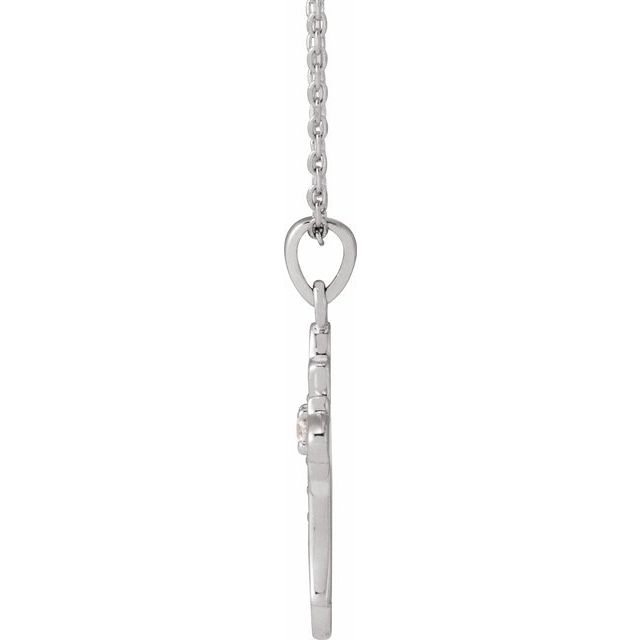 14K White .08 CTW Natural Diamond Vintage-Inspired Cross 16-18' Necklace