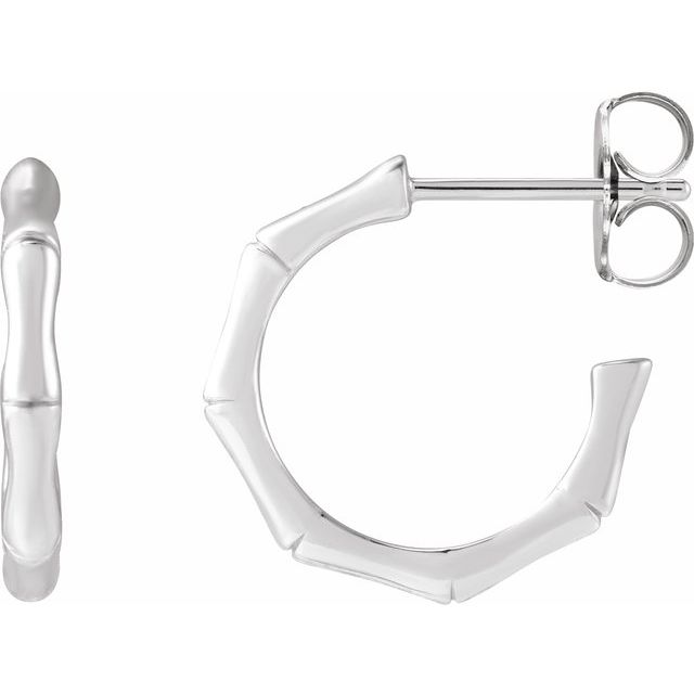 Sterling Silver 15.1 mm Bamboo Hoop Earrings