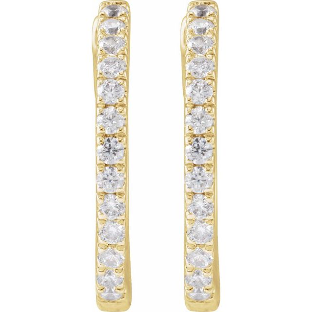 14K Yellow 1/3 CTW Lab-Grown Diamond 16.3 mm Hoop Earrings
