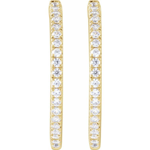 14K Yellow 1/2 CTW Lab-Grown Diamond 22.9 mm Hoop Earrings