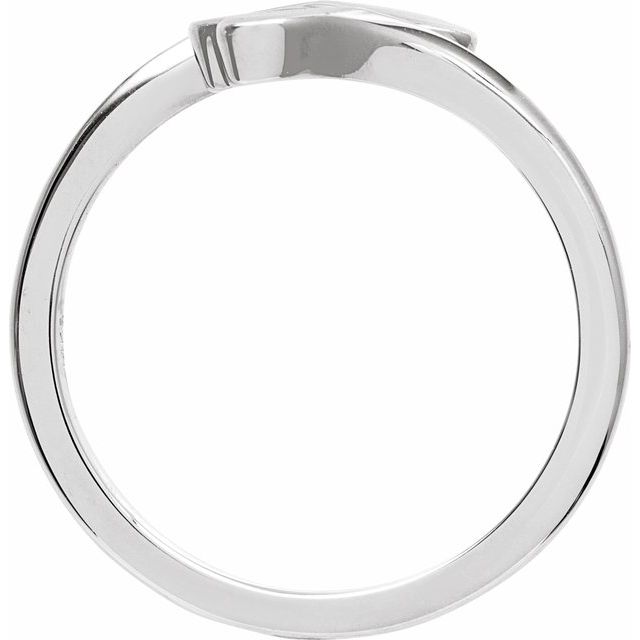 14K White Engravable Double Heart Bypass Ring