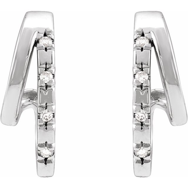 14K White .05 CTW Natural Diamond Hoop Earrings