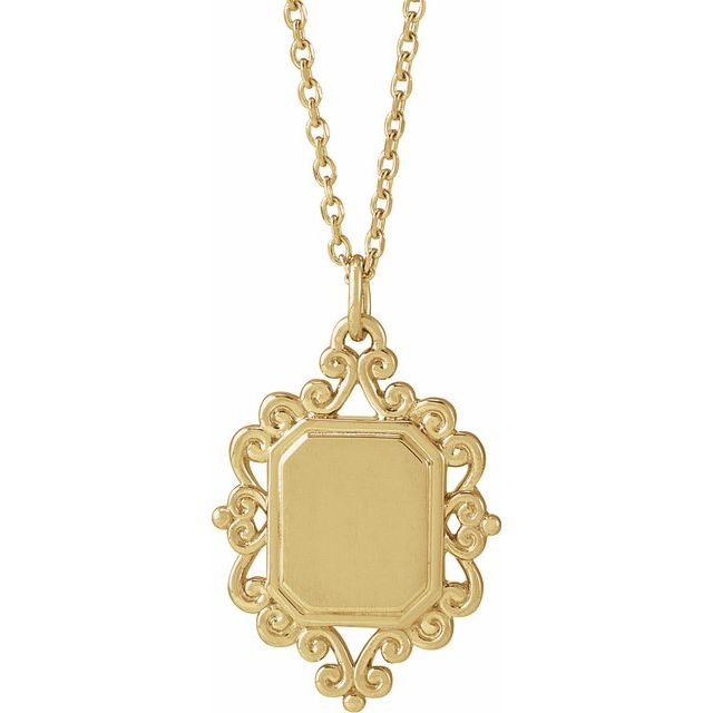 14K Yellow Engravable Scroll 16-18' Necklace
