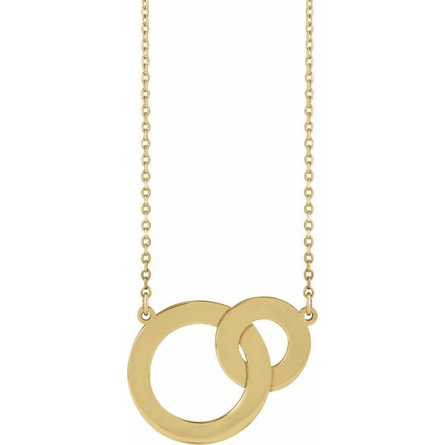 14K Yellow Engravable Interlocking Circles 18' Necklace