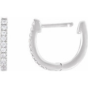 14K White 1/6 CTW Lab-Grown Diamond Hoop Earrings