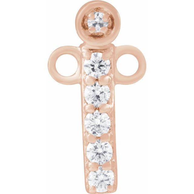 14K Rose .05 CTW Lab-Grown Diamond Initial I Necklace Center