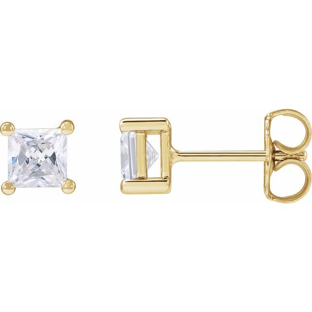 14K Yellow 2 mm Square 1/10 CTW Lab-Grown Diamond Earrings