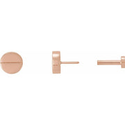 14K Rose 4.9 mm Geometric 4 mm Press Fit Back Earrings