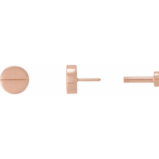 14K Rose 4.9 mm Geometric 4 mm Press Fit Back Earrings