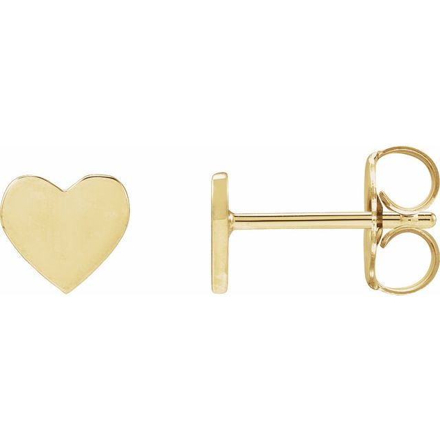 14K Yellow 6 mm Engravable Heart Earrings