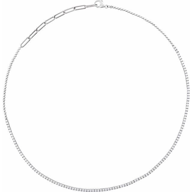 14K White 3 1/5 CTW Natural Diamond Adjustable 15-18' Necklace