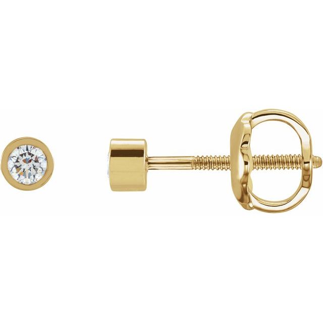14k Yellow 1/10 Ctw Natural Diamond Micro Bezel-set Earrings