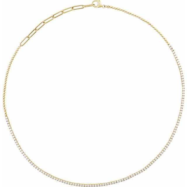 14K Yellow 3 1/5 CTW Natural Diamond Adjustable 15-18' Necklace