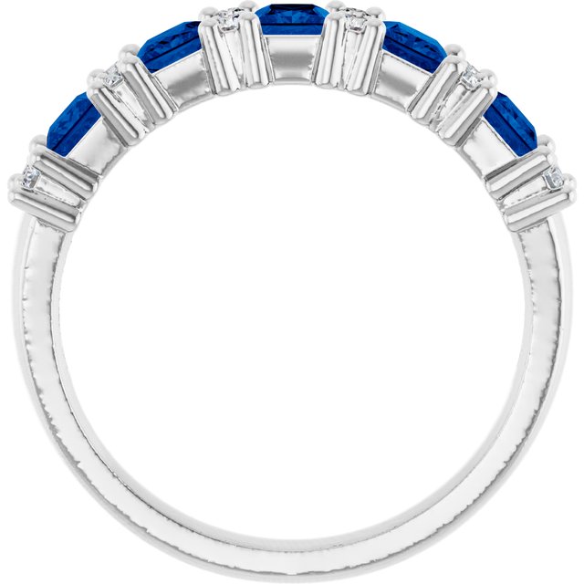 14K White 1/5 CTW Natural Diamond and Natural Blue Sapphire Anniversary Band