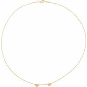 14K Yellow 2-Heart Engravable Family 16' Necklace