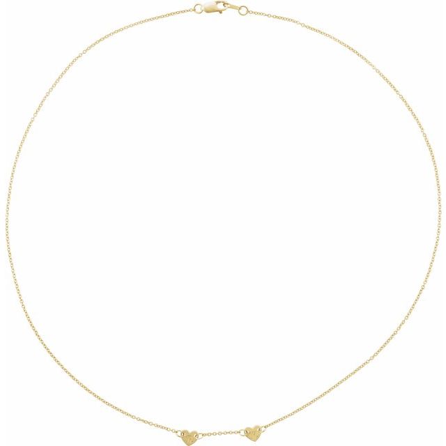 14K Yellow 2-Heart Engravable Family 16' Necklace