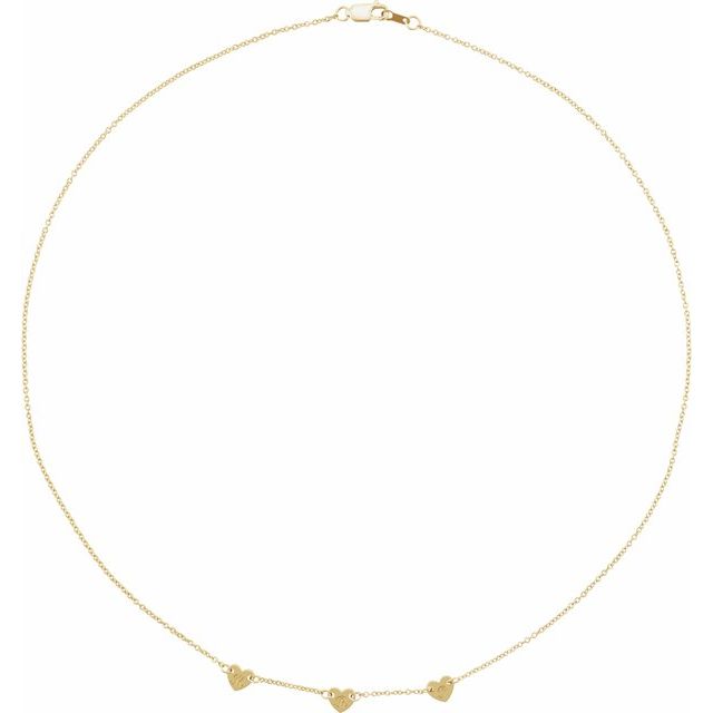 14K Yellow 3-Heart Engravable Family 16' Necklace