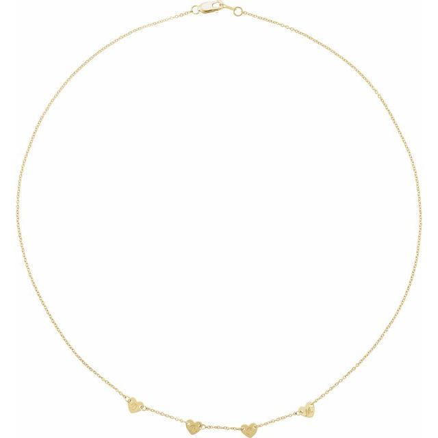 14K Yellow 4-Heart Engravable Family 16' Necklace