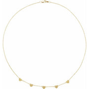 14K Yellow 5-Heart Engravable Family 16' Necklace