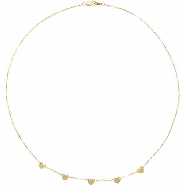 14K Yellow 5-Heart Engravable Family 16' Necklace