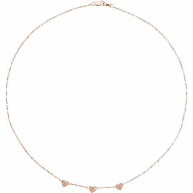 14K Rose 3-Heart Engravable Family 16' Necklace
