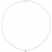 14K White 1-Heart Engravable Family 16' Necklace