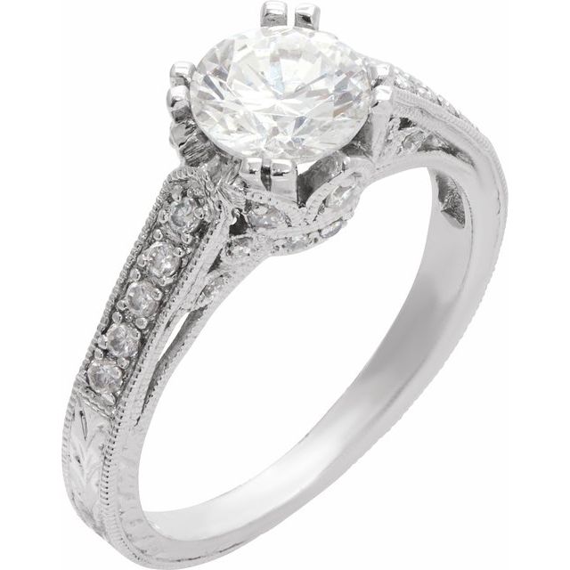 14K White 1/4 CTW Natural Diamond Semi-Set Engagement Ring