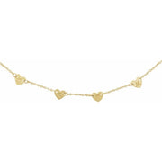 14K Yellow 4-Heart Engravable Family 16' Necklace